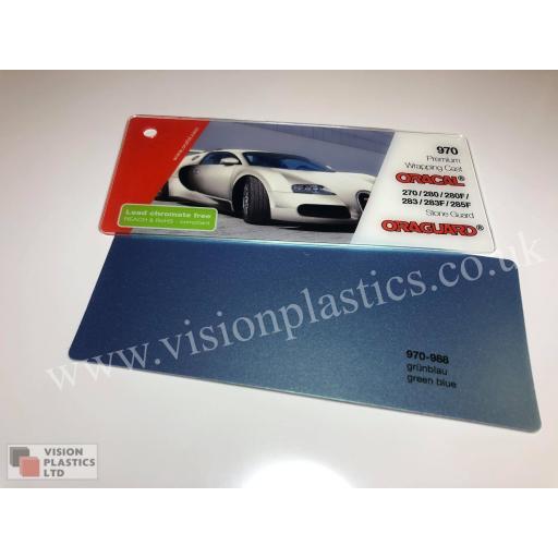 1520mm Wide Oracal 970 Rapid Air Premium Wrapping Cast Vinyl - Green Blue 988 Shift Effect Gloss