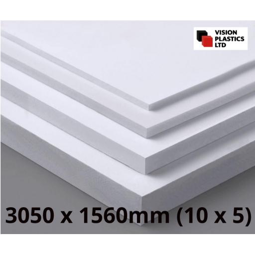 3050mm x 1560mm x 5mm White Foam PVC (Matt)